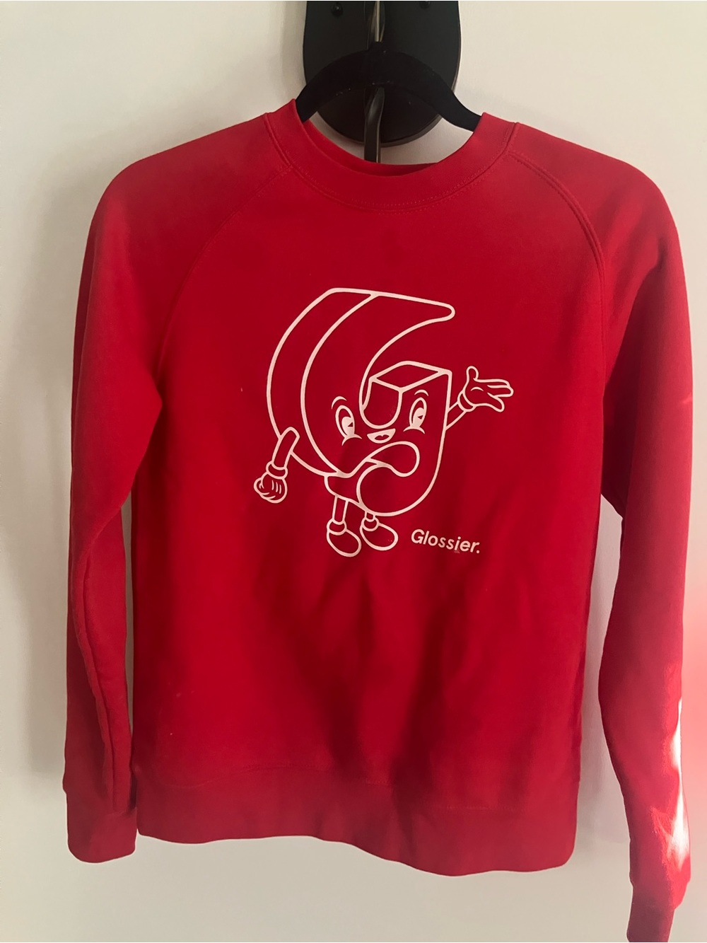 Glossier Red Crewneck Sweatshirt with White Graphic